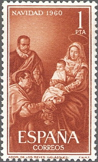 z vendido ESPAÑA 1960 1325 Sello Nuevo Navidad La adoración de los Reyes Magos Velazquez Espana Spain Espagne Spagna Spanje Spanien 